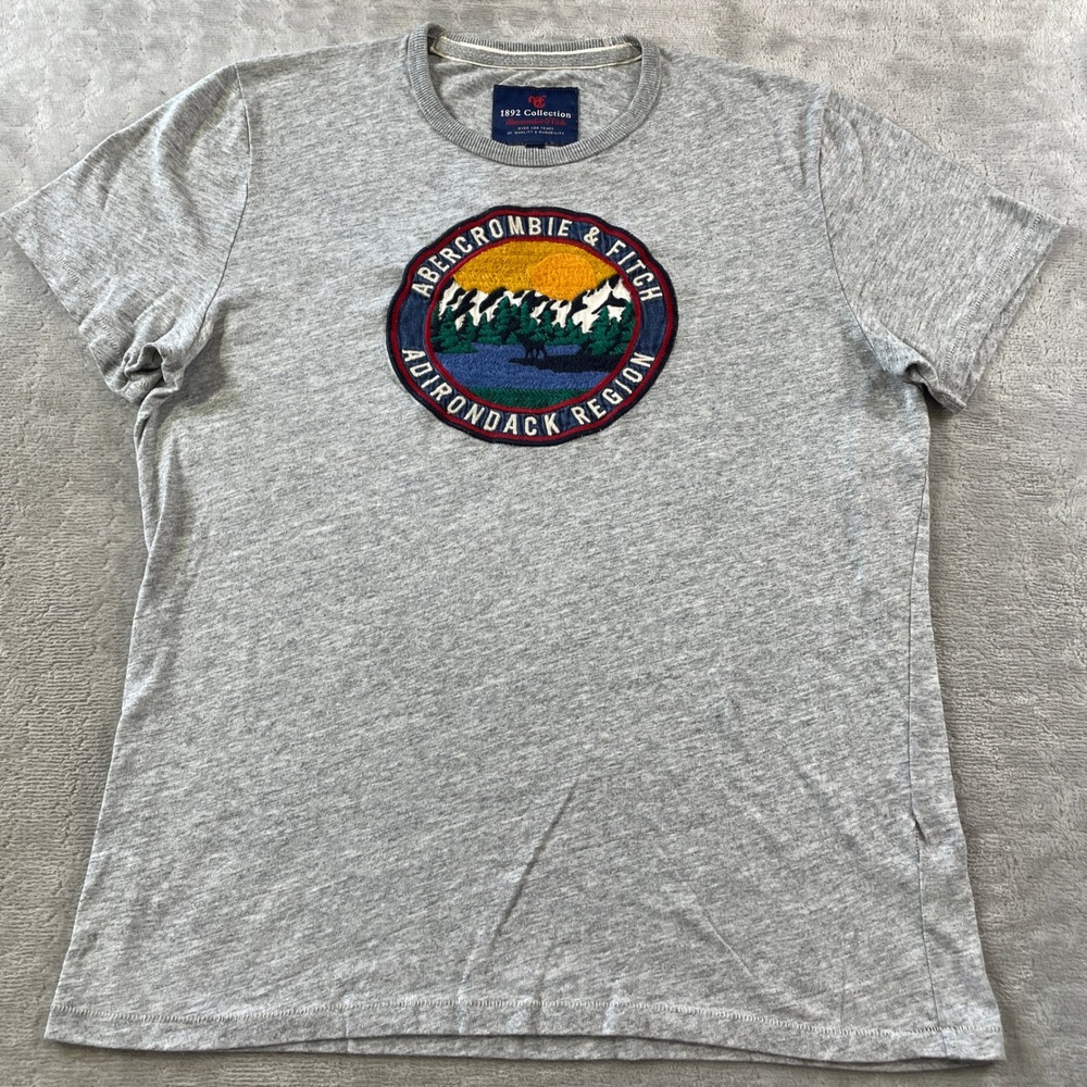 Abercrombie Fitch T Shirt 1892 Collection Mens XL Gray Adirondack Patch Graphic